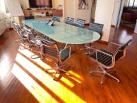 Chromium & Glass Top Two Sectional Boardroom Table